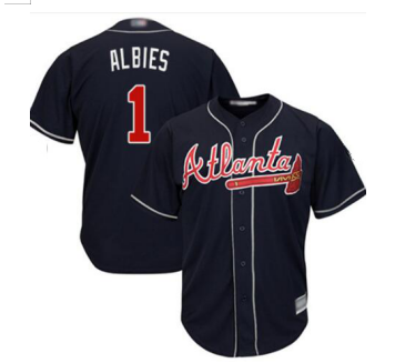 Men's Atlanta Braves #1 Ozzie Albies Navy Cool Base Stitched MLB Jersey